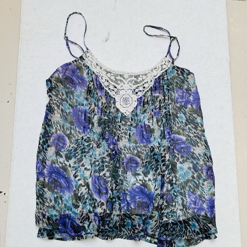 Passport Blouse Lace Cami Womens XL Floral Boho Festival Y2K Fairy Whimsy